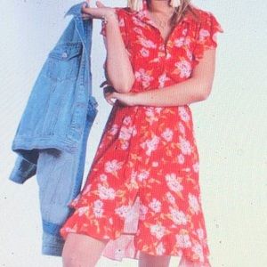 Floral light weight button up dress